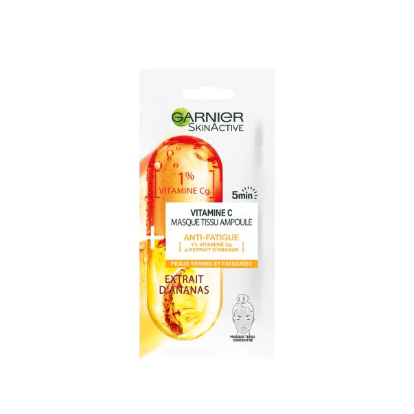 Masque tissu anti-fatigue vitamine C pour peau éclatante